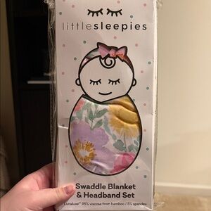 Little Sleepies Swaddle Blanket & Headband Set - Floral
